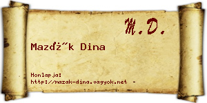 Mazák Dina névjegykártya